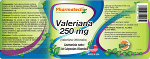 Valeriana de 250 mg, 30 Capsulas Blandas